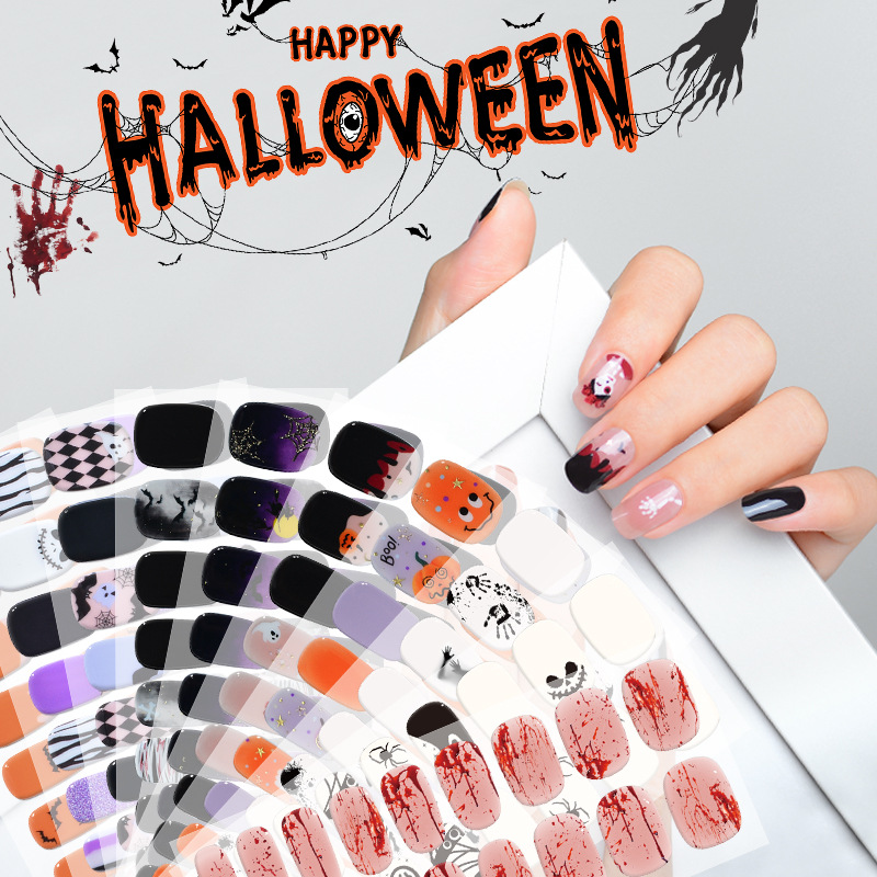 Striping Tape Nail - Happy Halloween Semi-cured UV Gel Nail