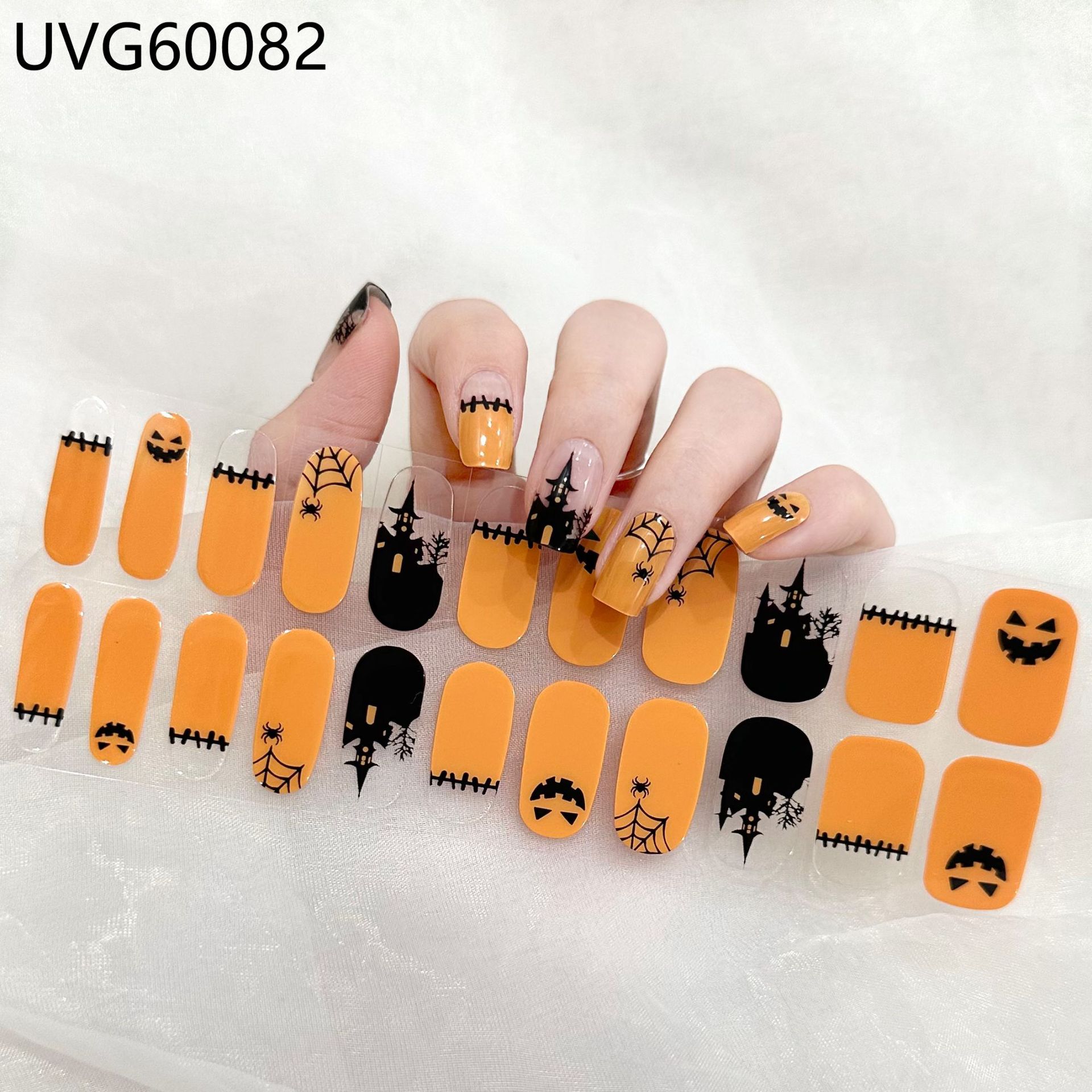 Happy Halloween Semi-cured UV  - Striping Tape Nail review and price