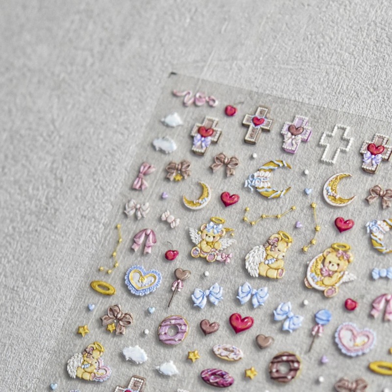 Cute Angel Bear Cartoon 3D Rel - Nail Art Motif review and price
