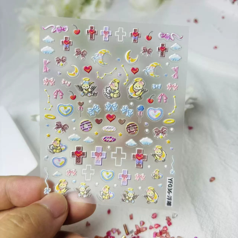 Cute Angel Bear Cartoon 3D Rel - Nail Art Motif review and price